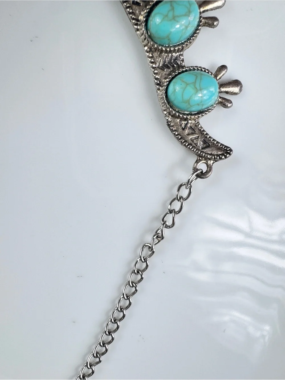 Free People Silver-Tone Necklace with Faux Turquoise Cabochons